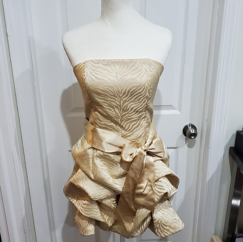 Jessica McClintock Gold Strapless Dress